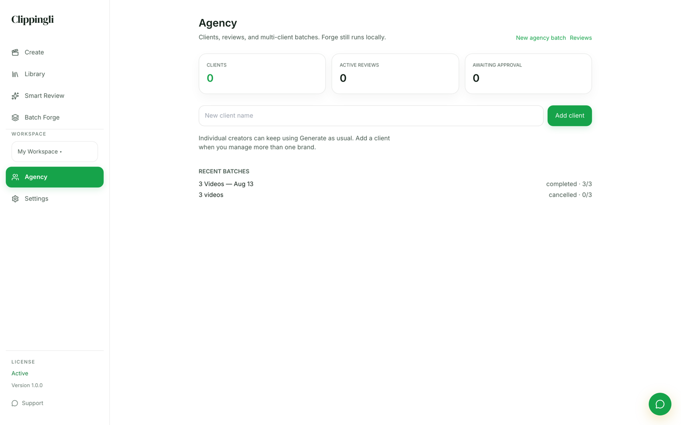 Agency workspaces and client preview in Clippingli
